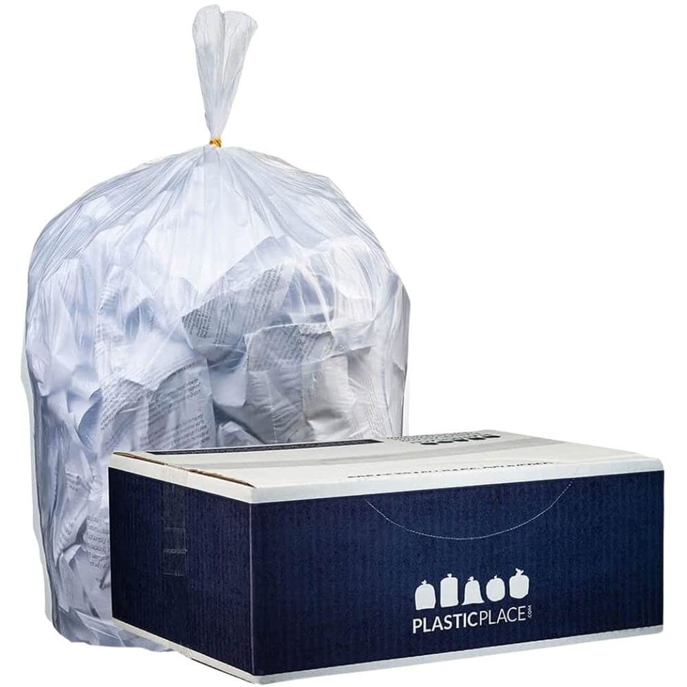 Plasticplace 12-16 Gallon Trash Bags │ 1.0 Mil │ Clear Tall Garbage