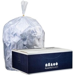 Plasticplace 12-16 Gallon Trash Bags │ 1.0 Mil │ Clear Tall Garbage