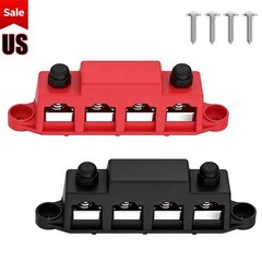 12V 250A Bus Bar Power Distribution Block 4 x 3/8″ Studs Battery Terminal Block