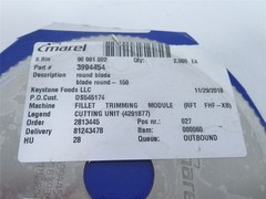 236079 New-No Box; Marel 3994454 Round Blade; LOT-2; 7 X .056 X .871