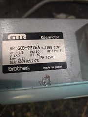 BROTHER GTR GEAR MOTOR SP GOB-9376A 1/6 HP RATIO 10:1 JAPAN 460V NICE $99