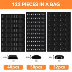 Adhesive Rubber Feet 122PCS – Black Bumpers 122 Black, 122pcs Set