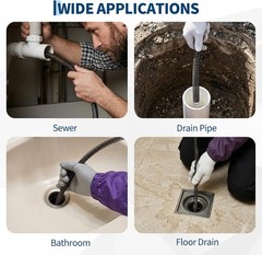 75Ft x 3/8″ Drain Cleaner Machine Drain Auger Sewer Snake Plumbing w/ 4 Cutters