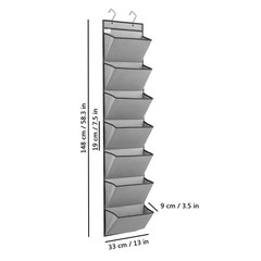 Grey 7 Pockets Wall Mounted File Holder Over Door Hanging Mail Storage Bag