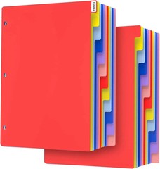 12 Tab Dividers for 3 Ring Binder,24 Pcs Multicolor 3 Ring Binder Dividers