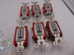 (Lot of 6 switches) Legrand Single Pole Locking switch With 4 Keys 20 Amp Gray