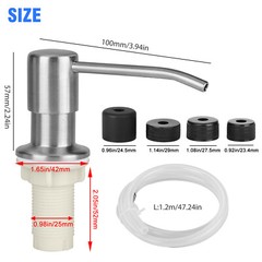 360° Sink Soap Dispenser Stainless Steel Kitchen Hands Liquid Pump Bottle Tube