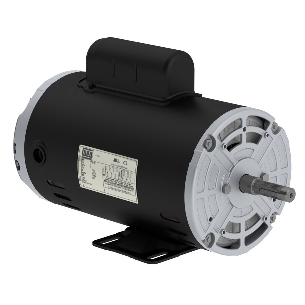 WEG 5HP Single Phase Electric Motor, 3600 RPM, 230V, 56 Frame, 7/8 in Shaft – Ne
