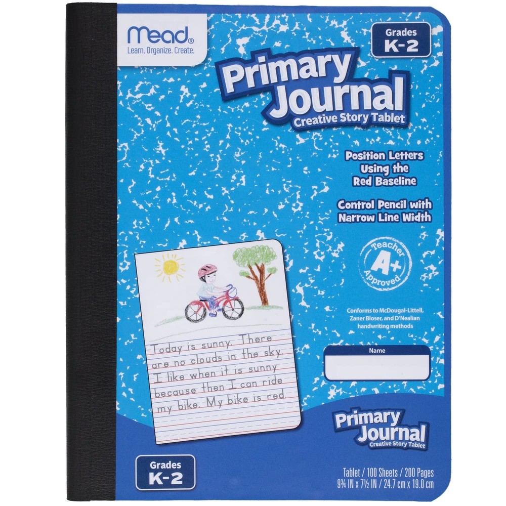 Blue Primary Journal for Kids 100 Sheets Blank and Ruled Composition Book