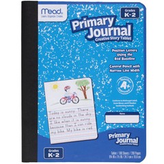 Blue Primary Journal for Kids 100 Sheets Blank and Ruled Composition Book