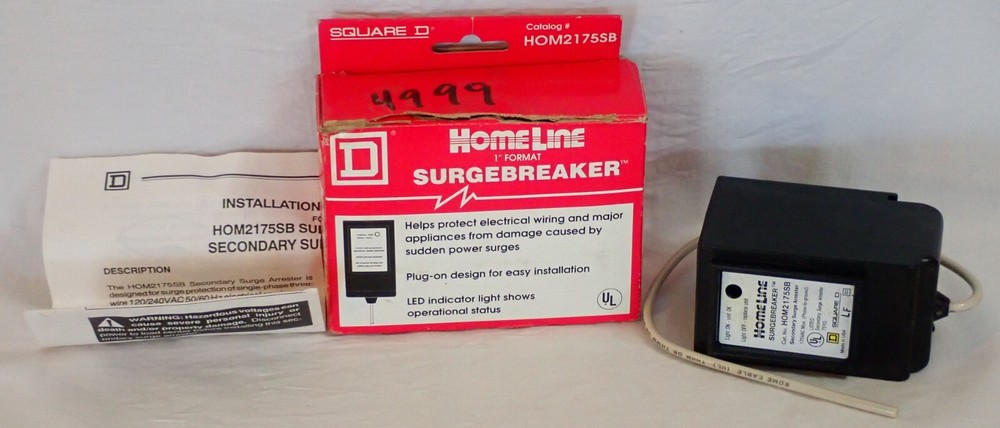 NOS SQUARE D HOM2175SB HOMELINE 1″ SURGE BREAKER/PROTECTOR/ARRESTER 175VAC MAX