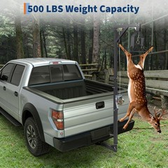 500LBS Hitch Mount Deer Hoist with Winch Gambrel & 360° Swivel Lifting Platform