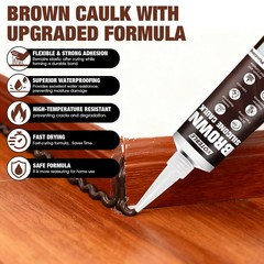 Brown Silicone Caulk Kit: 1 Refill + 9 Packs, Shrink & Crack Proof, Waterproof