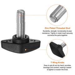 4pcs M8 x 20mm Male Thread Tee Wing Knobs Thumb Screw Clamping Knobs Grip Black