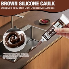 Brown Silicone Caulk Kit: 1 Refill + 9 Packs, Shrink & Crack Proof, Waterproof