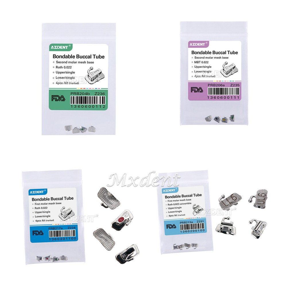 10Pack Dental Ortho Single Buccal Tube 1st/2nd Molar Bondable Roth/MBT 022 018