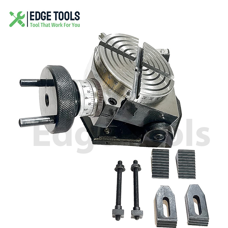 4″100mm Tilting Rotary Table With M6 Clamp Kit for Milling Machine USA EDGETOOLS