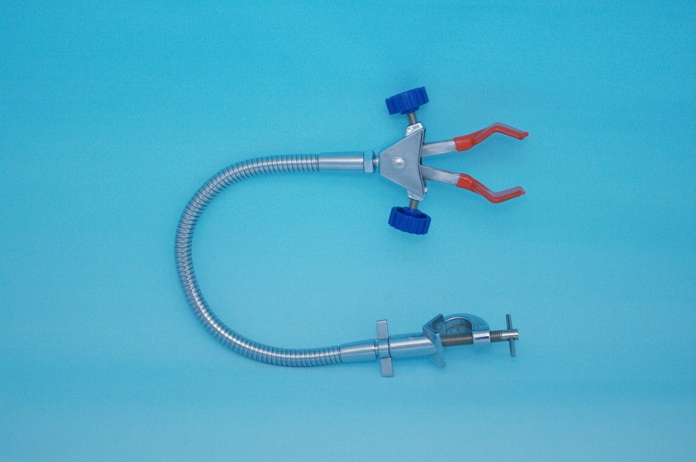 Lab snake S-shaped DOUBLE ADJUSTABLE Two Finger prong UNIVERSAL CLAMP new