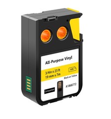 19mm 1868772 Vinyl Label Tape for DYMO XTL-300 XTL-500 Black on Yellow 5pk