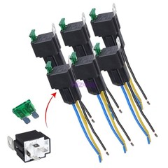 6 Pack 12V DC 30 Amp 4-Pin Automotive Relay Harness Set Switch Fuse US