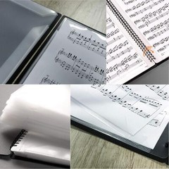 Music Folder A4 Black Plastic 20 Sleeves 40 Pages Spiral Binding Double-Sided