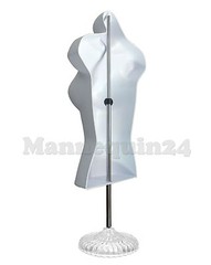 WHITE & FLESH MANNEQUIN FEMALE TORSO SET + 1 STAND + 2 HANGERS WOMEN DRESS FORMS