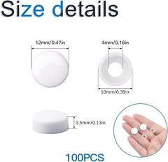 100pcs Screw Covers Plastic Screw Cover, Plastic Dome Screw Cap (White)