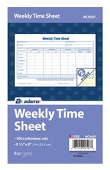 Adams Time Sheet, 9 x 5.5 Inch, Weekly 100 Count (Pack of 1), White/Canary