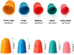 SATINIOR 20 Pcs Rubber Fingers Tip Protectors XS S M L XL, 5 colors