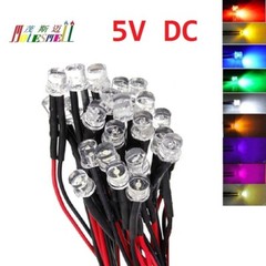 5mm Flat 5V Pre-Wired Red Yellow Blue Green White Orange UV Pink Warm white Leds