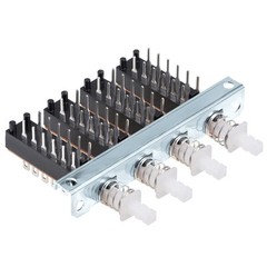 Interlock Push Button Switch Piano Type 4PDT 12 Pins 4 Row