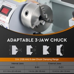 9×30″ Mini Metal Lathe 1100W DC Motor 3-Jaw Chuck LCD Display Metalworking