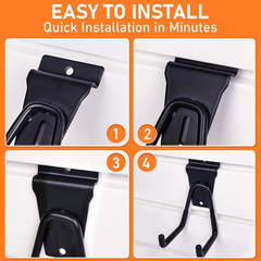 24 Pack Heavy Duty Slatwall Hooks, Black Garage Slatwall Panel Accessories Utili