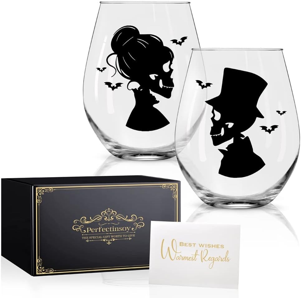 Skull Wine Glass 2 Piece with Box, Zombie Design, Valentine’s Day Autumn