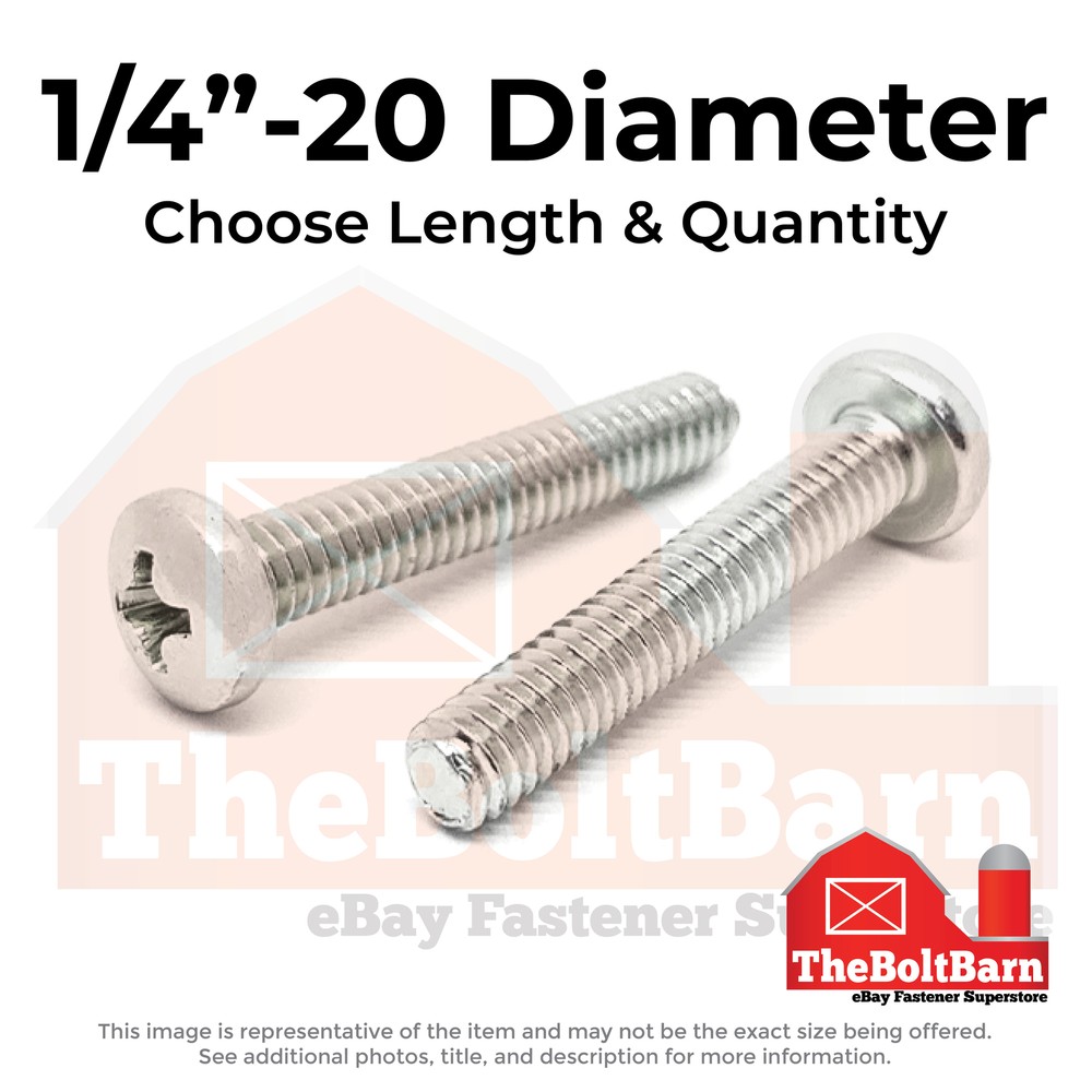 1/4″-20 Stainless Phillips Pan Head Machine Screws (Choose Length & Qty)