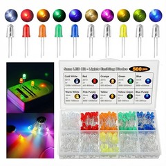 500 Pcs 5mm LED Lights Kit 10 Colors Assorted DIY Project