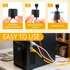 25Pcs Ferrite Chokes Ferrite Beads Snap on RFI EMI Noise Suppressor Cable Clip