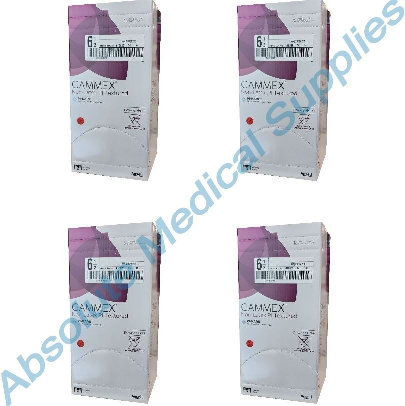*200-Pairs* Gammex Non-Latex PI Textured PF PI-KARE Size-6.5 Gloves 20688265