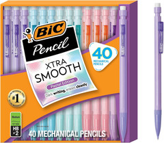 Xtra-Smooth Pastel Mechanical Pencils with Erasers, Medium Point (0.7 Mm), Bulk
