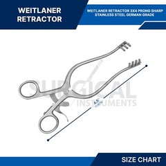 Weitlaner Retractor 4.5″ 3X4 Prong SHARP Stainless Steel German Grade