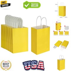 100 Pack 5.25×3.25×8.25 Inch Small Yellow Kraft Paper Bags with Handles Bulk …