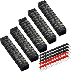 10pcs 5 Sets 12 Positions Dual Row 600V 15A Screw Terminal Strip Blocks with …