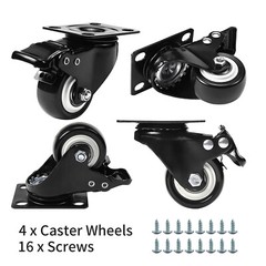 4 Units 2 inches Heavy Duty Universal Caster Wheels With Brake Swivel Top Plate