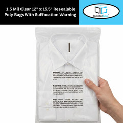 Clear Resealable Poly Bags 12″ x 15.5″ Polyethylene 1.5 Mil Pack of 4000 Pieces