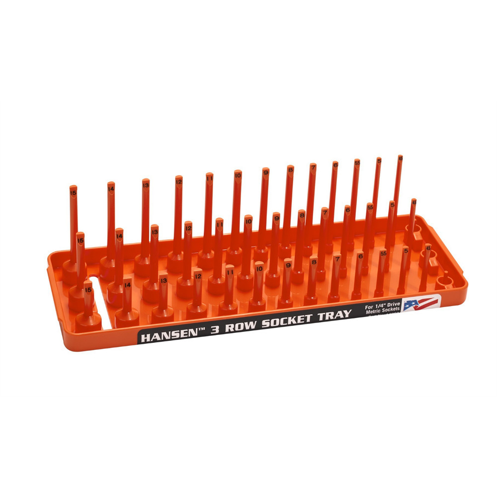 Hansen Global 1/4″ Metric 3-Row Socket Tray – Orange 14063