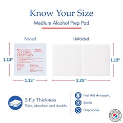 Henry Schein Medium Alcohol Prep Pads, 70% IPA, 200 Count (Pack of 1), White