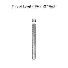 Fully Threaded Rod M6x55mm 1mm Pitch 304 Stainless Steel Right Hand 5Pcs