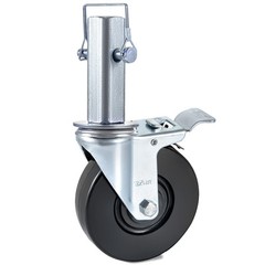 5″ Scaffolding Casters Hard Rubber Wheels w/ Lock Brake 1.25″ Square Shank 4 PCS