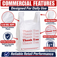 Bags 1/6 Large 21 x 6.5 x 11.5 “Thank You” T-Shirt Plastic Grocery Shopping 0.48