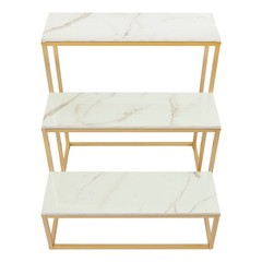 Gold+White 3-Tier Retail Table Display Rack for Bag Shoes Organizer Stand NEW